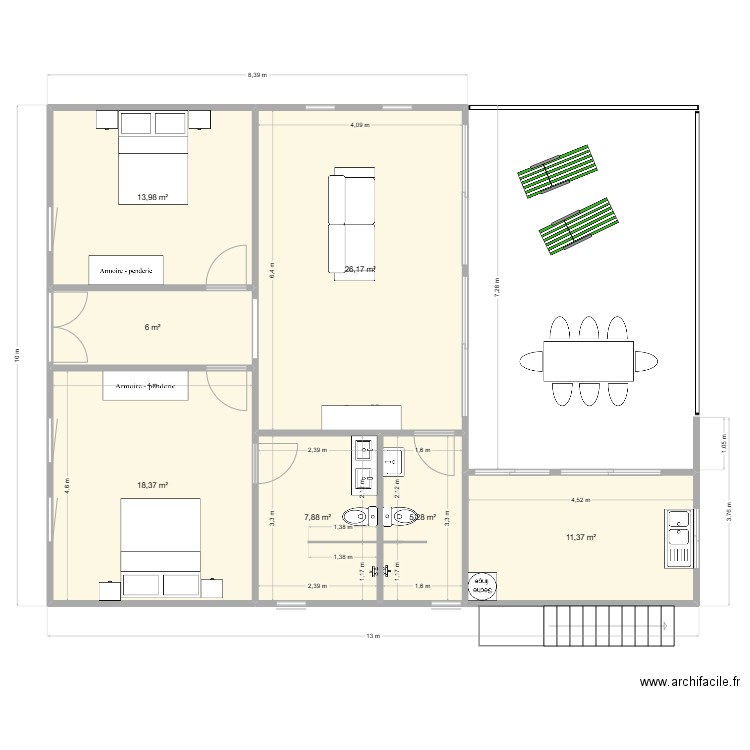 karimun 2. Plan de 7 pièces et 89 m2