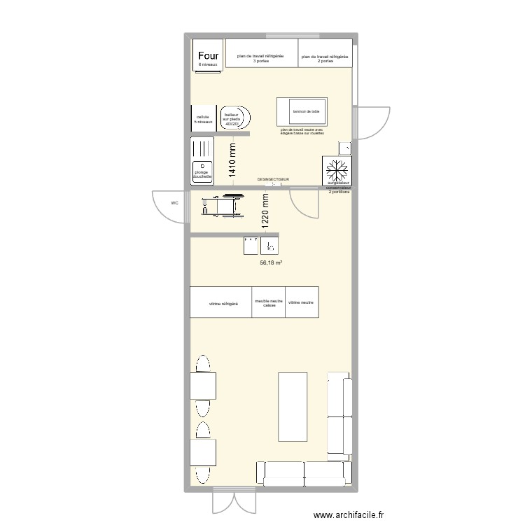 salon habere poche marion. Plan de 1 pièce et 56 m2