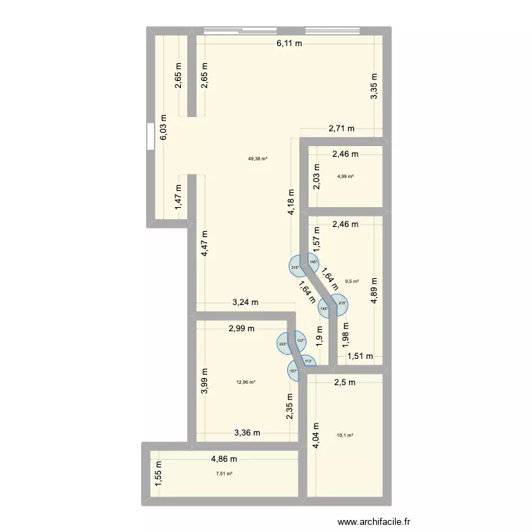plan maison 3. Plan de 6  et 94 m²