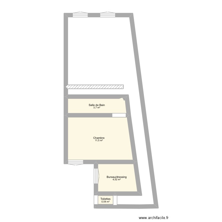 Petrelle. Plan de 4 pièces et 20 m2