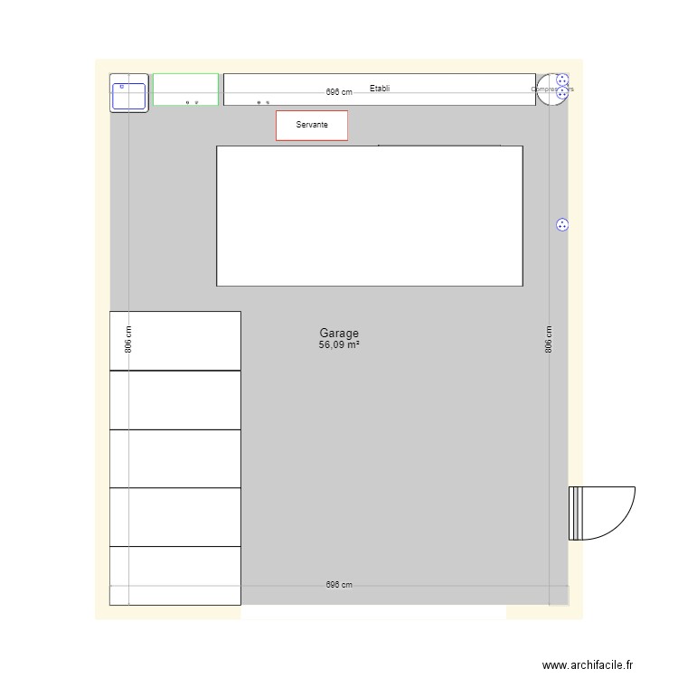 Aménagement garage V2. Plan de 1 pièce et 56 m2