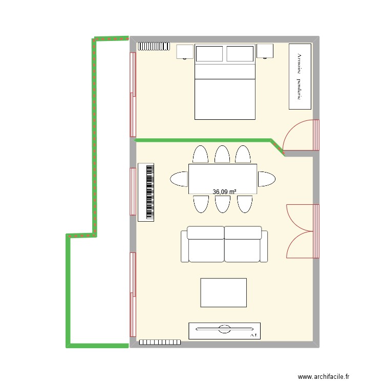 Plan métré Saint cloud. Plan de 1 pièce et 36 m2