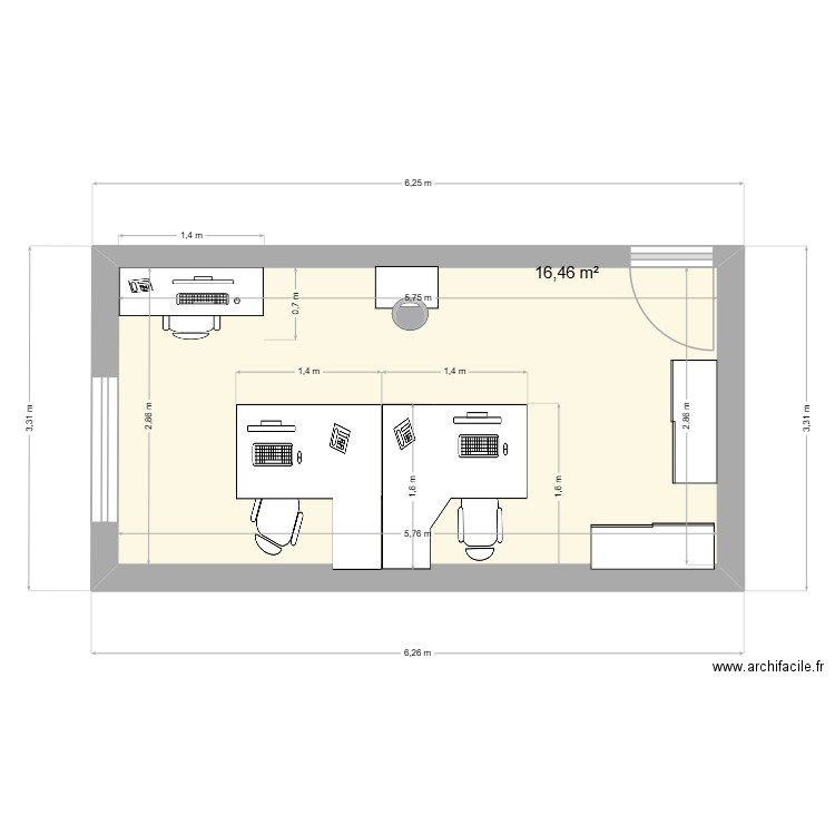bureau logistique. Plan de 1 pièce et 16 m2