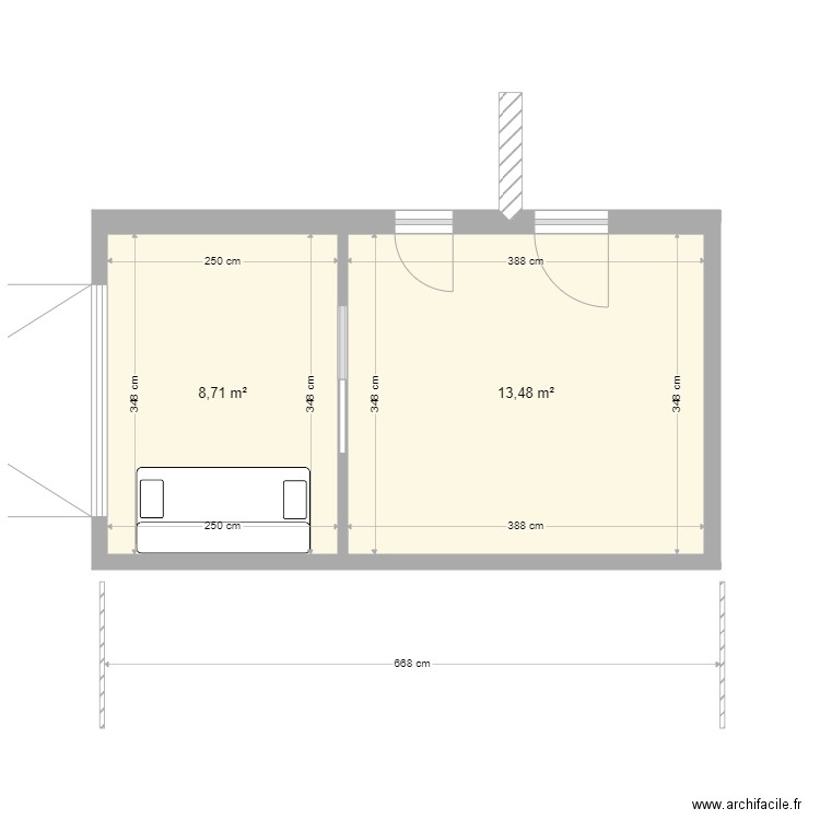 plan garage excitant. Plan de 2 pièces et 22 m2