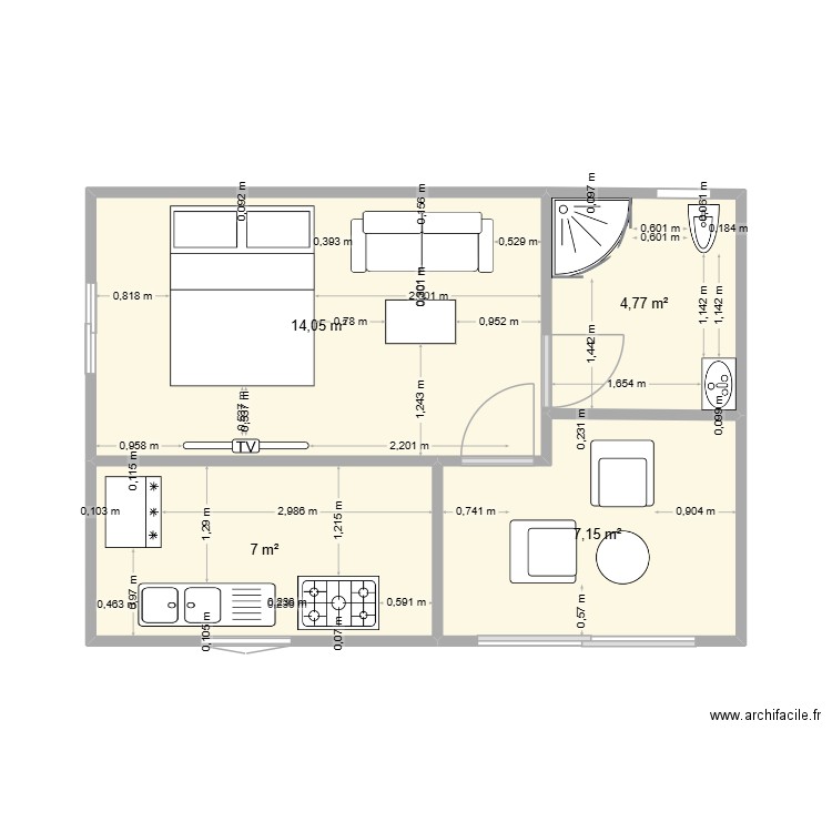mon plan. Plan de 4 pièces et 33 m2