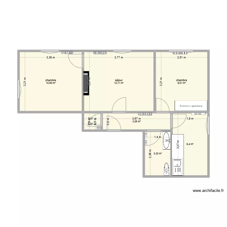 Ouitreham 3. Plan de 7  et 46 m²
