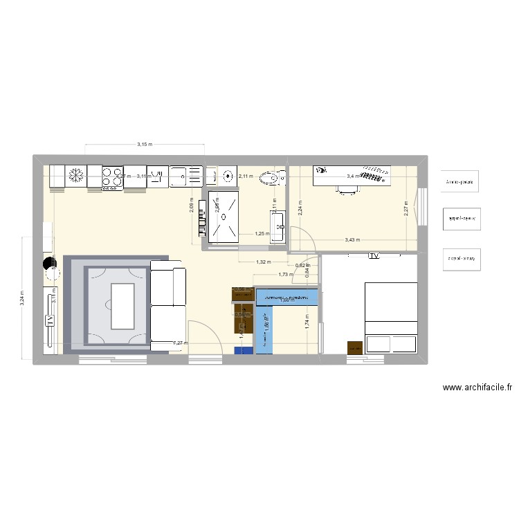 maison salon gardenia CATHY. Plan de 1 pièce et 40 m2