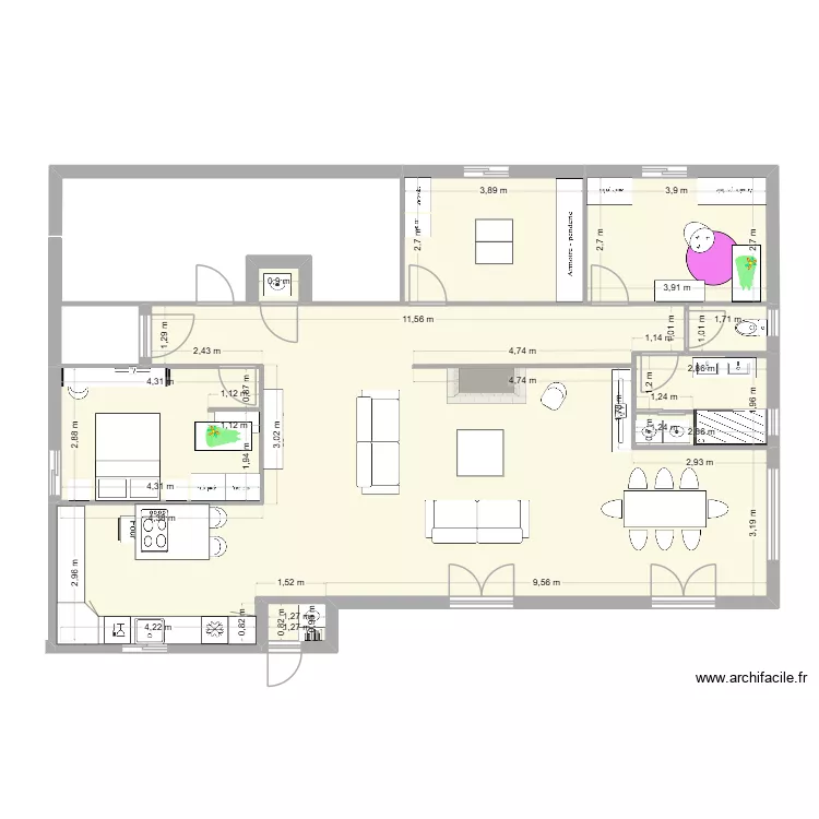 maison salon gardenia CATHY. Plan de 7 pièces et 119 m²