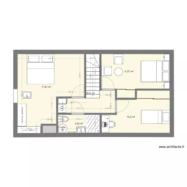 PAM HC etage 25 douche. Plan de 