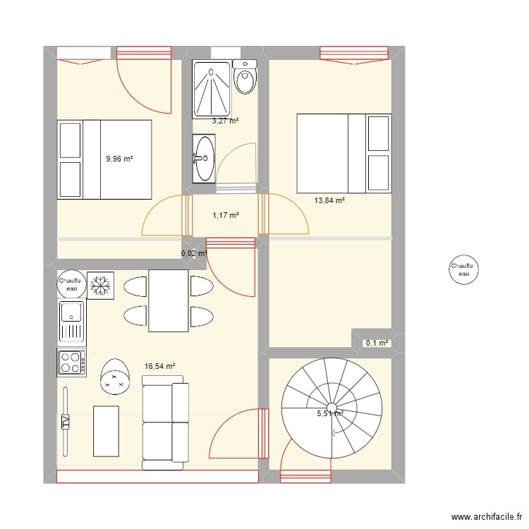 Métré BOULOGNE - Option 1. Plan de 8 pièces et 50 m2
