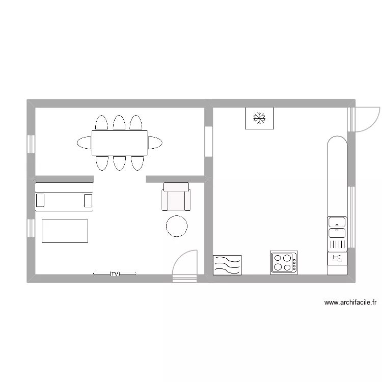 salon sam cuisine. Plan de 
