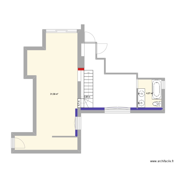 Bartavelles4. Plan de 2 pièces et 35 m2