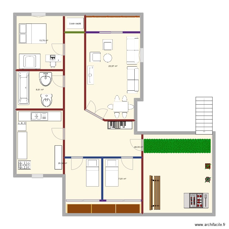 Riadh. Plan de 6 pièces et 131 m2