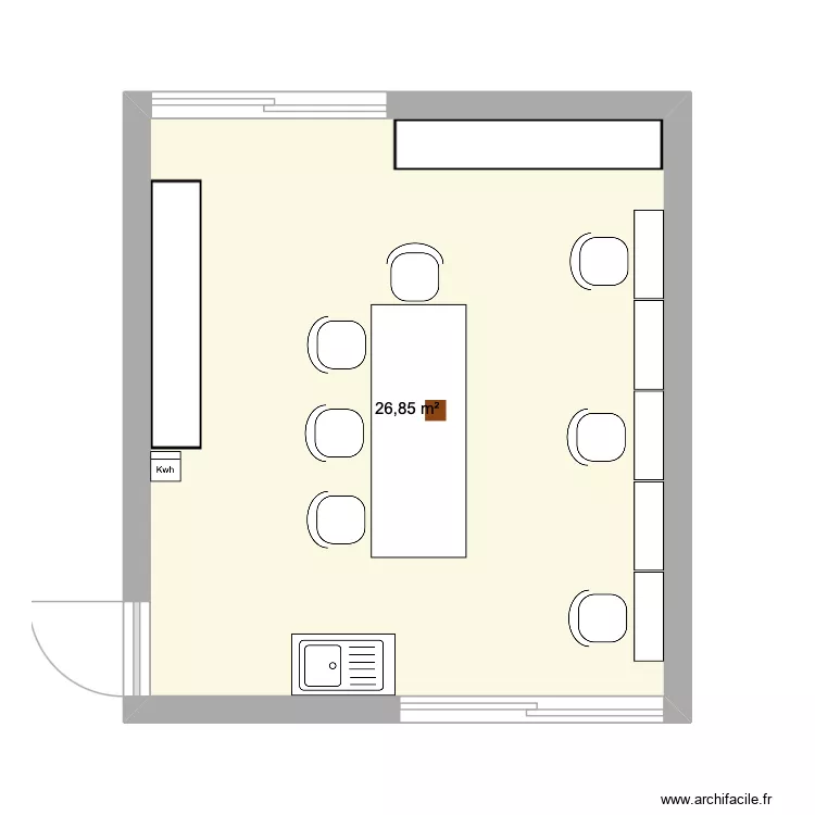 Atelier. Plan de 1  et 27 m²