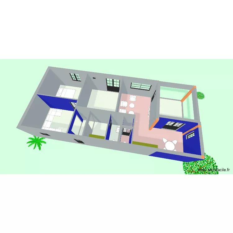 BIR ALI. Plan de 9  et 77 m²