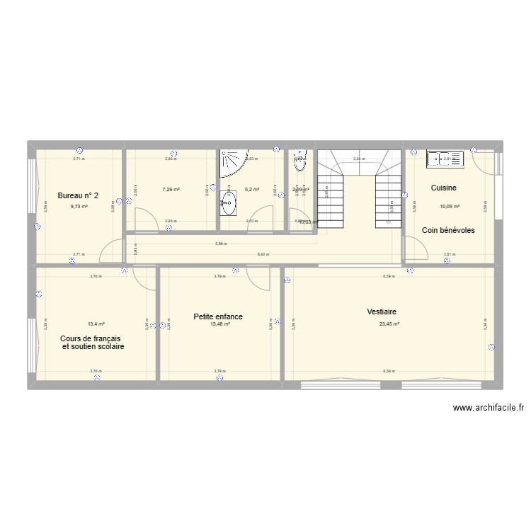 PETIT-QUEVILLY - Etage - Situation Future - Version 1. Plan de 9 pièces et 100 m2