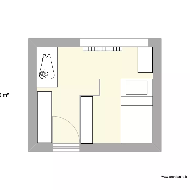 chambre double. Plan de 1  et 10 m²