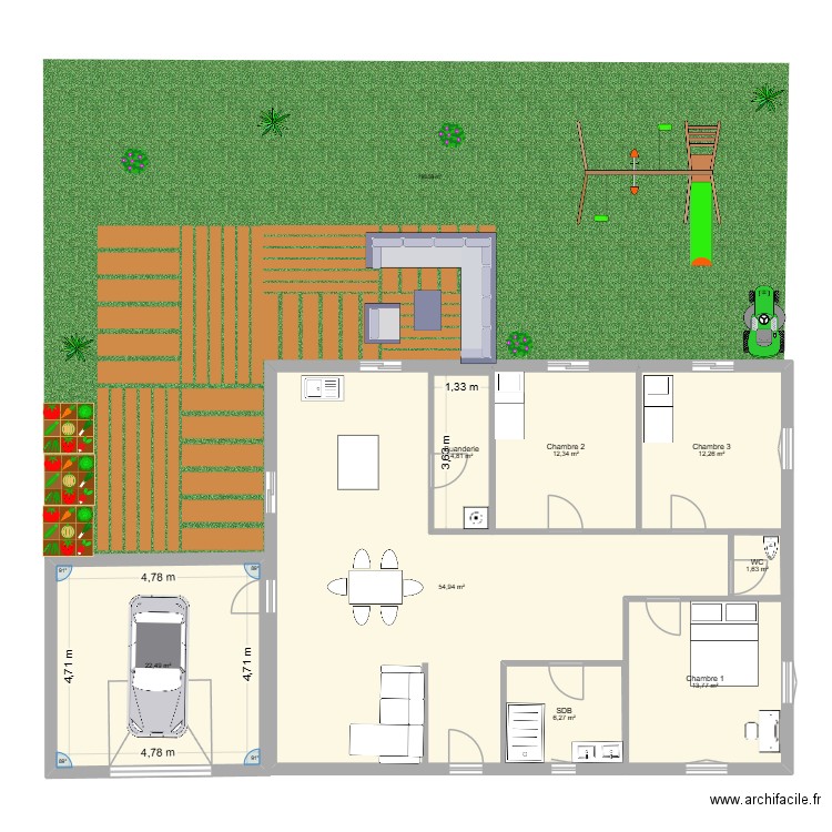 maison. Plan de 8 pièces et 142 m2