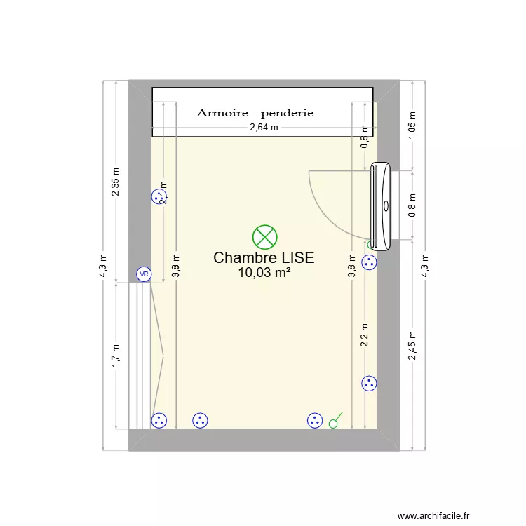 Chambre Lise Fourtanoer. Plan de 1 et 10 m² Chambre Lise Fourtanoer. Plan de 1 et 10 m²