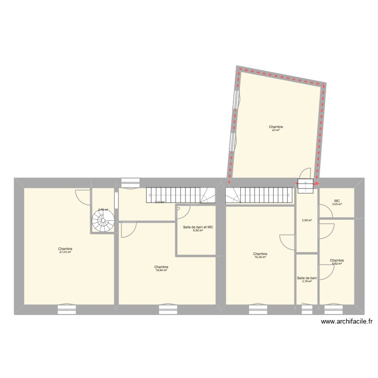 Bâtiment principal étage 1. Plan de 0 pièce et 0 m2