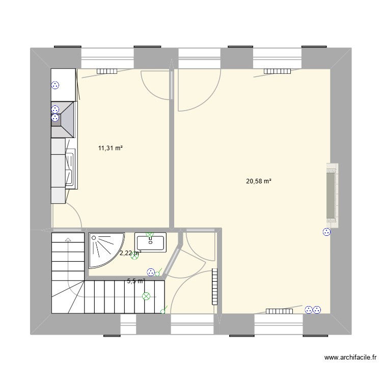 R&eacute;ville - existant - RDC. Plan de 0 pièce et 0 m2