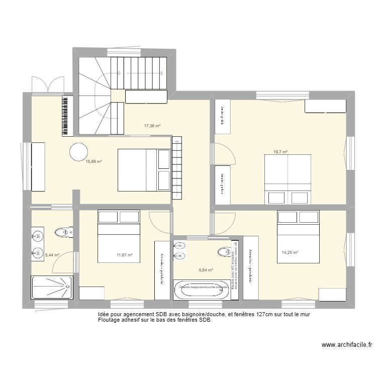 PROJET MAISON 21 AD. Plan de 7 pièces et 90 m2