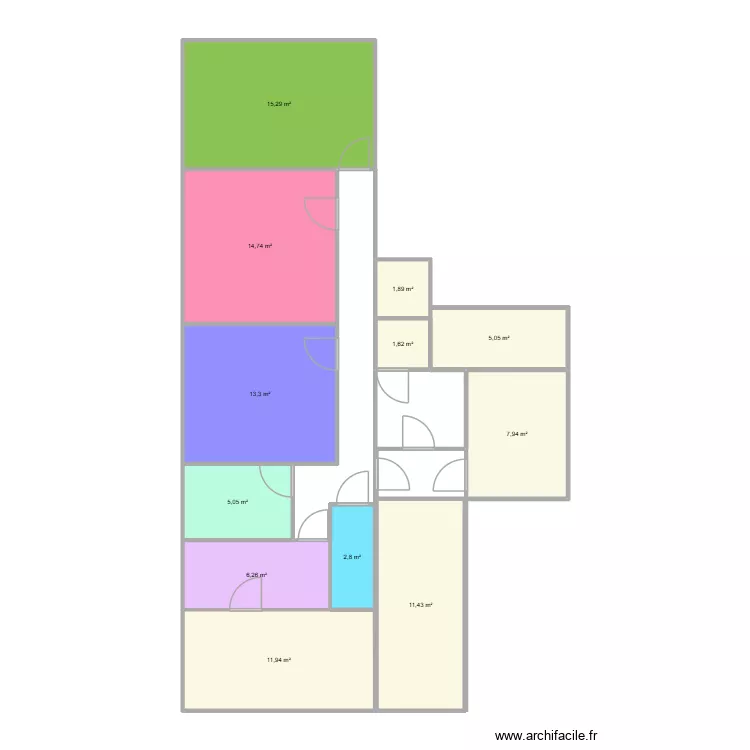 bureau v1. Plan de 12 pièces et 97 m²