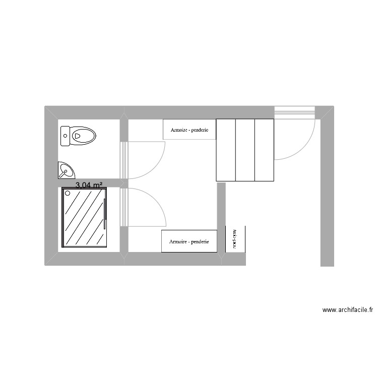 VESTIAIRE. Plan de 1 pièce et 3 m2