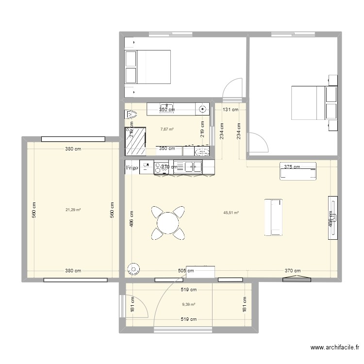 camp. Plan de 6 pièces et 101 m2