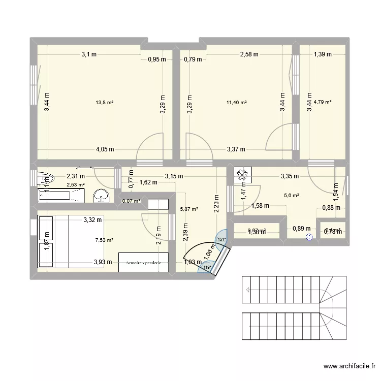 Appartement Waldowstrasse 3. Plan de 10 et 53 m² Appartement Waldowstrasse 3. Plan de 10 et 53 m²