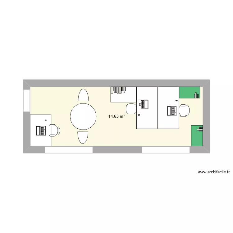 Conteneur 2. Plan de 1  et 15 m²
