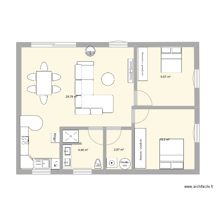 Maison Luc. Plan de 5 pièces et 57 m2