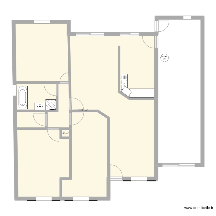 plan maison. Plan de 2 pièces et 113 m2