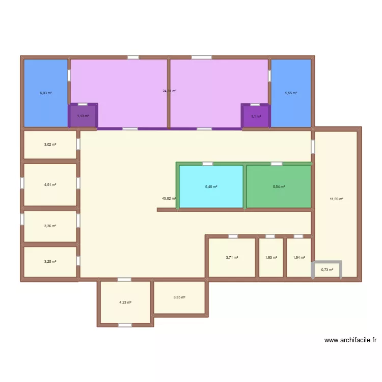 Plan de la micro cr&egrave;che de r&ecirc;ves. Plan de 19  et 137 m²