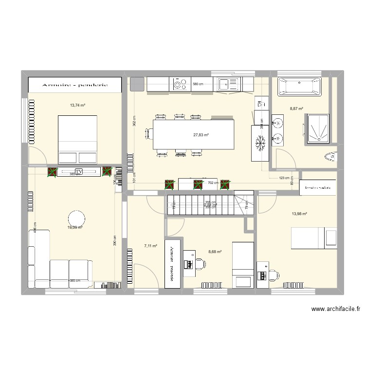 damparis combes 2. Plan de 10 pièces et 103 m2
