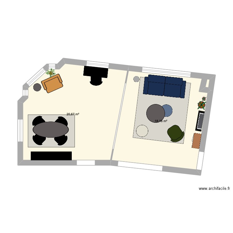 Nivelles. Plan de 1 pièce et 39 m2