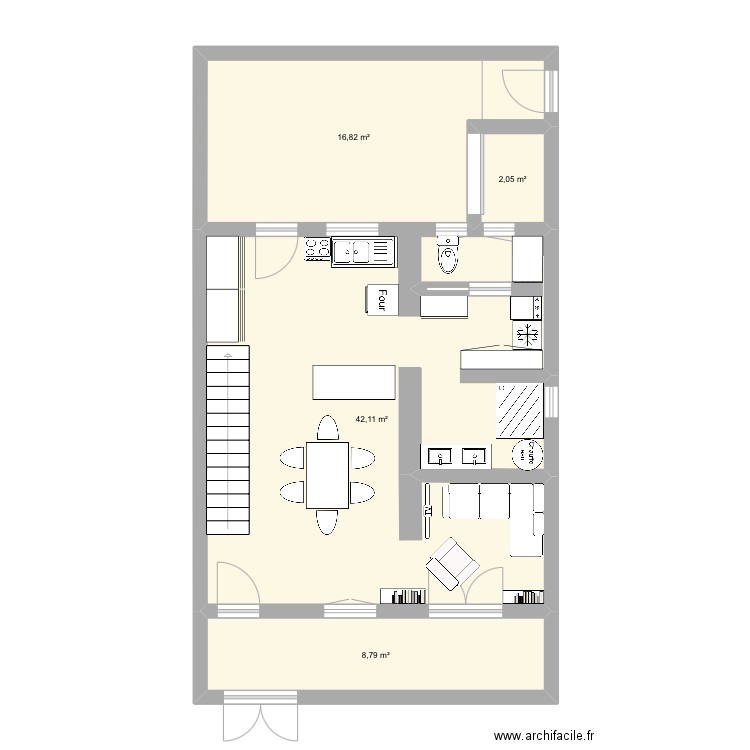Charnecles. Plan de 4 pièces et 70 m2