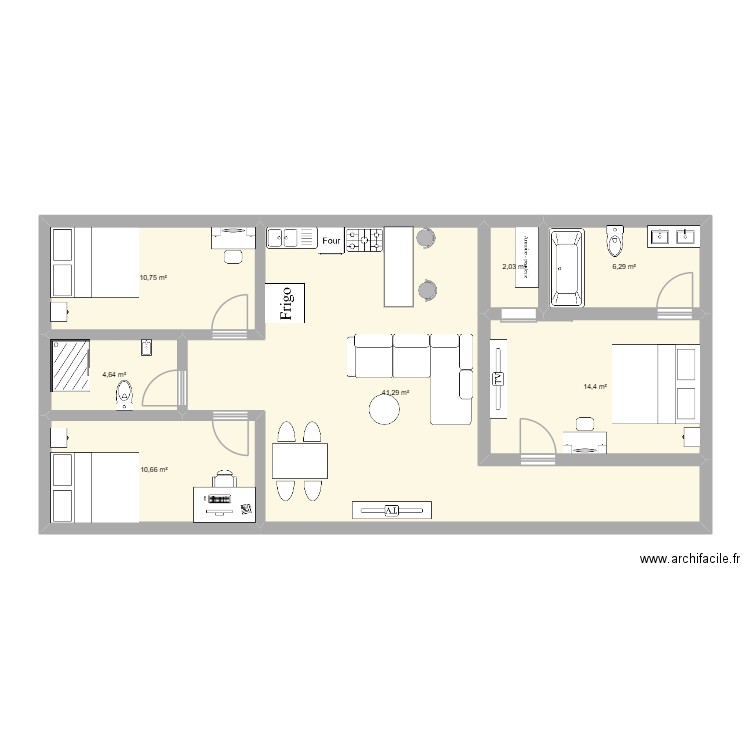 Moramanga 2. Plan de 7 pièces et 90 m2