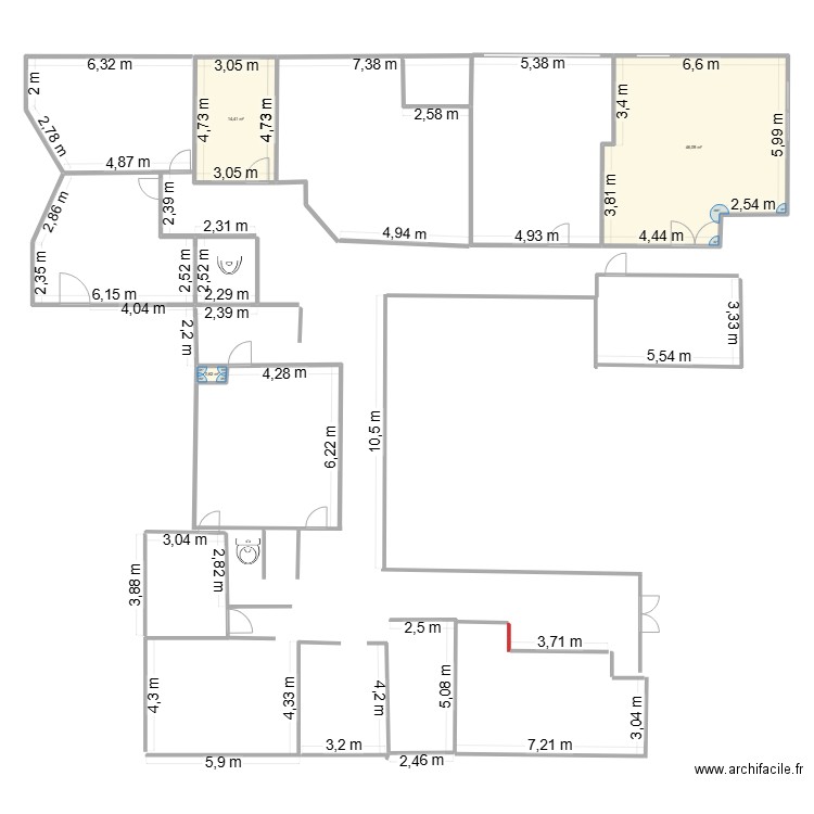 STA 1 - PROJET. Plan de 3 pièces et 61 m2