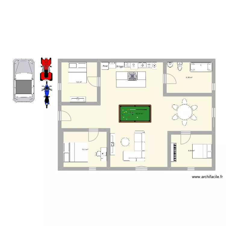 maison. Plan de 5  et 97 m²