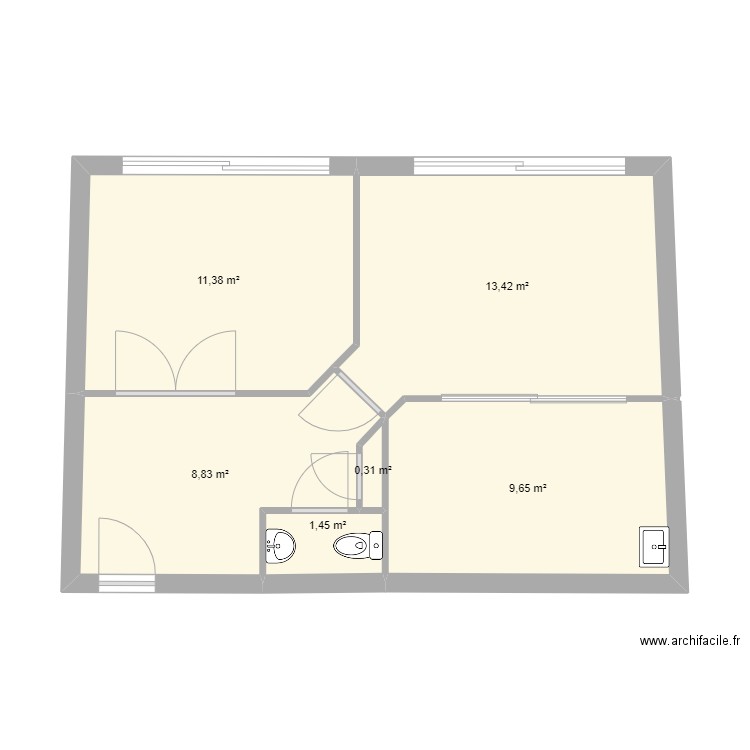 projet 0. Plan de 6 pièces et 45 m2