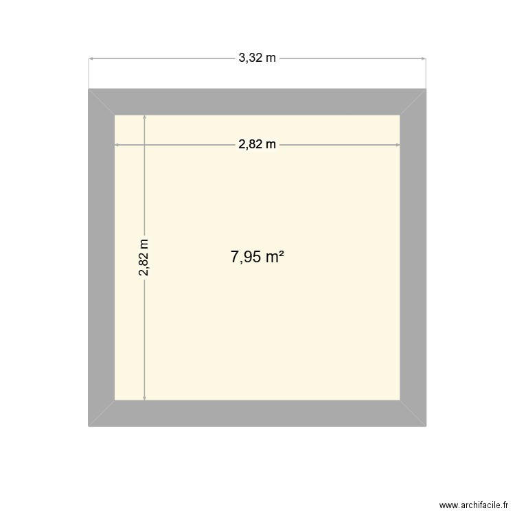 tour. Plan de 1 pièce et 8 m2