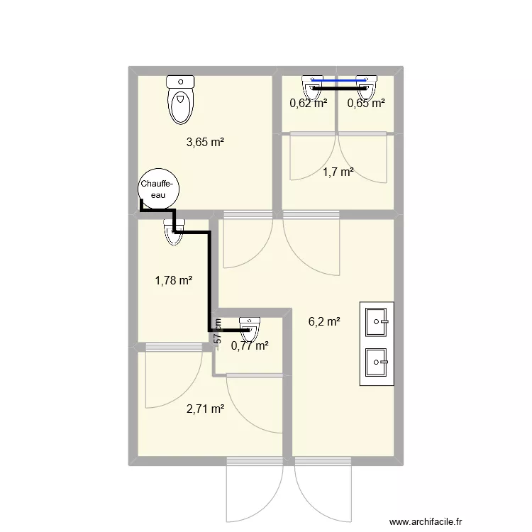Toilettes cr&egrave;che parc. Plan de 