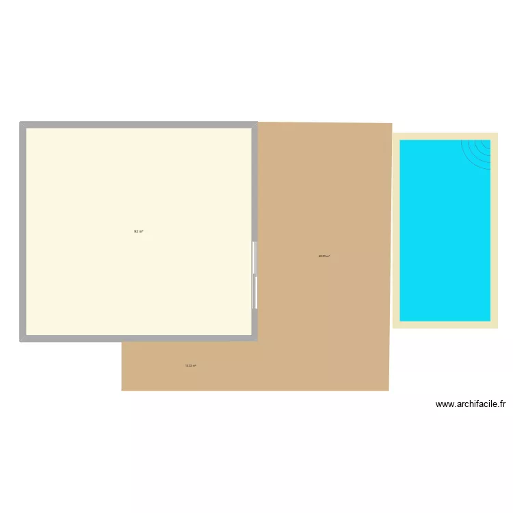 JARDIN. Plan de 1 Pièce et 92 m²