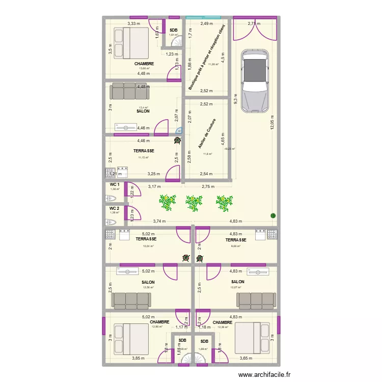 Plan Célibaterium. Plan de 17 et 187 m² Plan Célibaterium. Plan de 17 et 187 m²