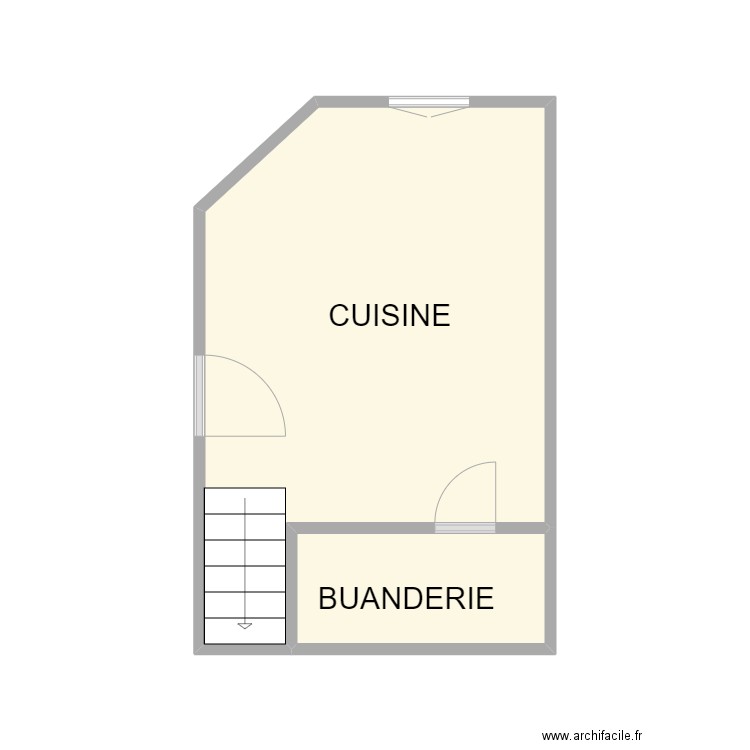 VAUVERT RDC 1. Plan de 2 pièces et 17 m2