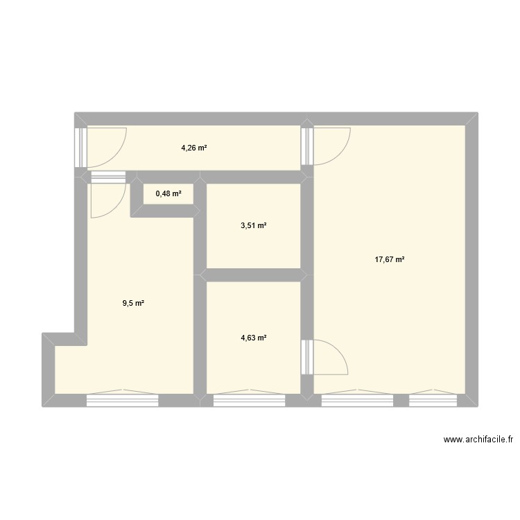 APPART. Plan de 6 pièces et 40 m2
