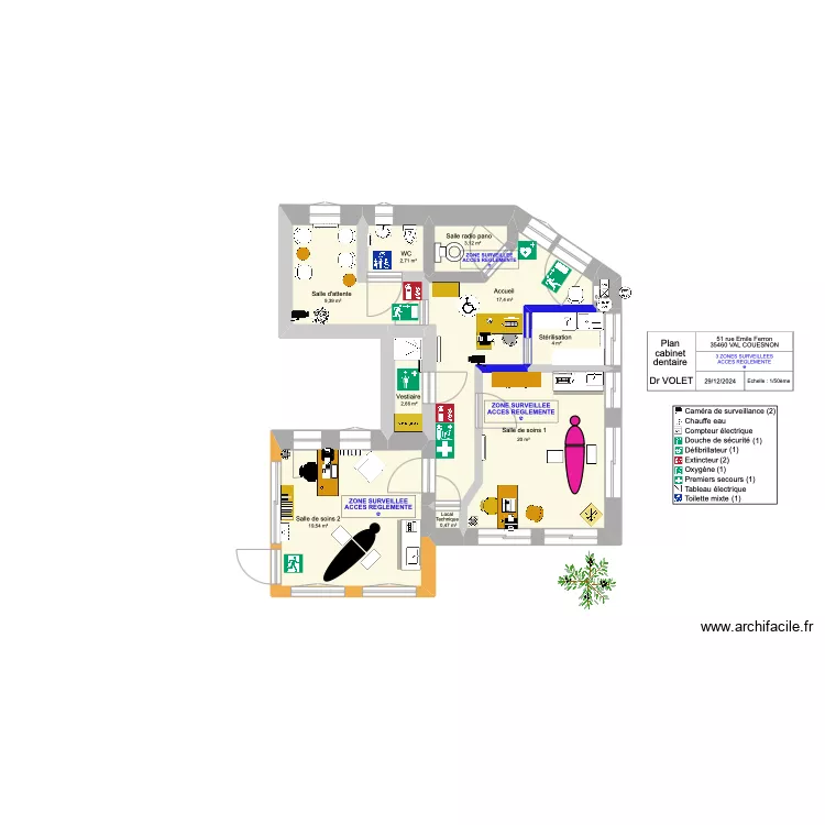 Cabinet Dr VOLET. Plan de 