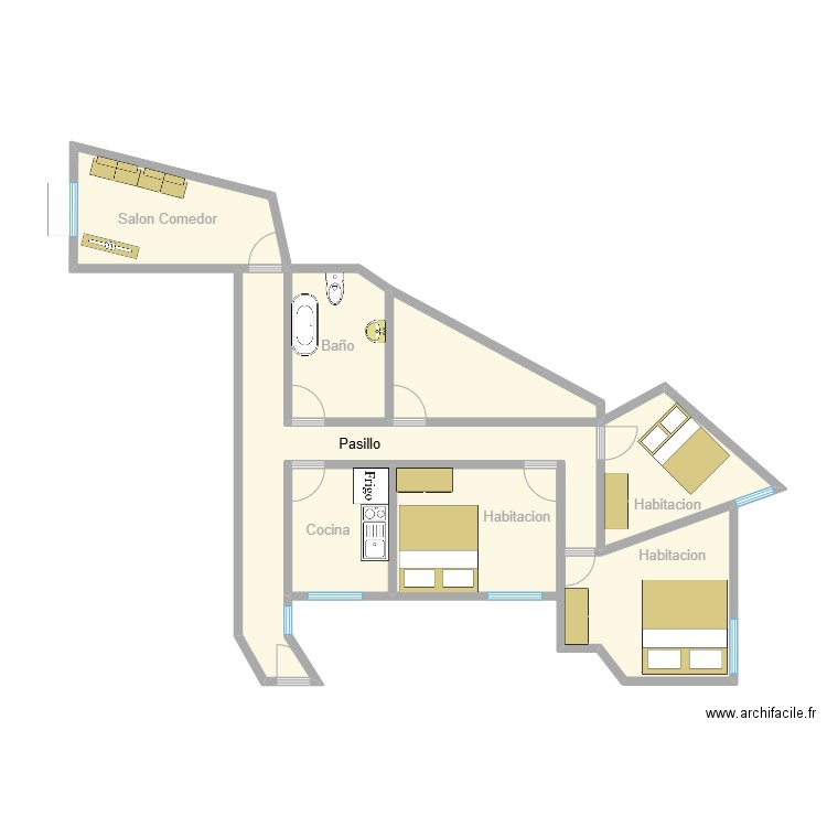 c. serranillos, fuen. Plan de 8 pièces et 65 m2