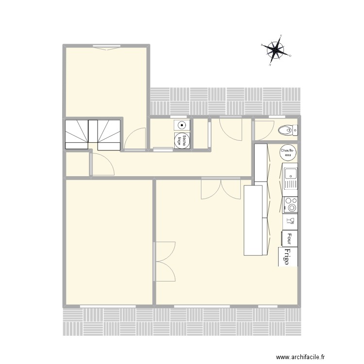 Plan RdC. Plan de 8 pièces et 60 m2